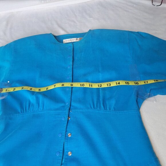 Liz Claiborne Casual Turquoise Soft Corduroy Dress - Picture 14 of 15